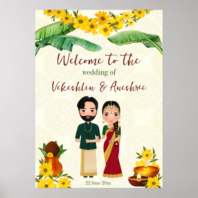 Telugu Tamil South Indian wedding welcome  Poster (Front)