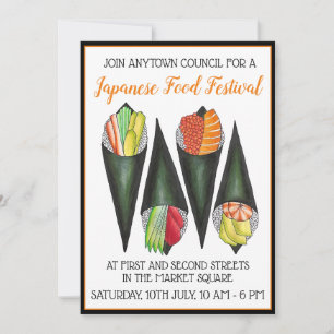 Temaki Hand Roll Sushi Japanese Food Festival  Invitation