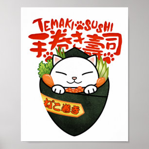 Temaki Sushi Cat Poster