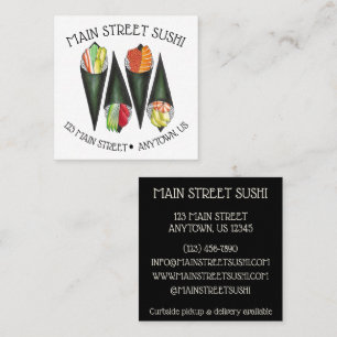 Temaki Sushi Hand Roll Japanese Food Restaurant Square Business Card