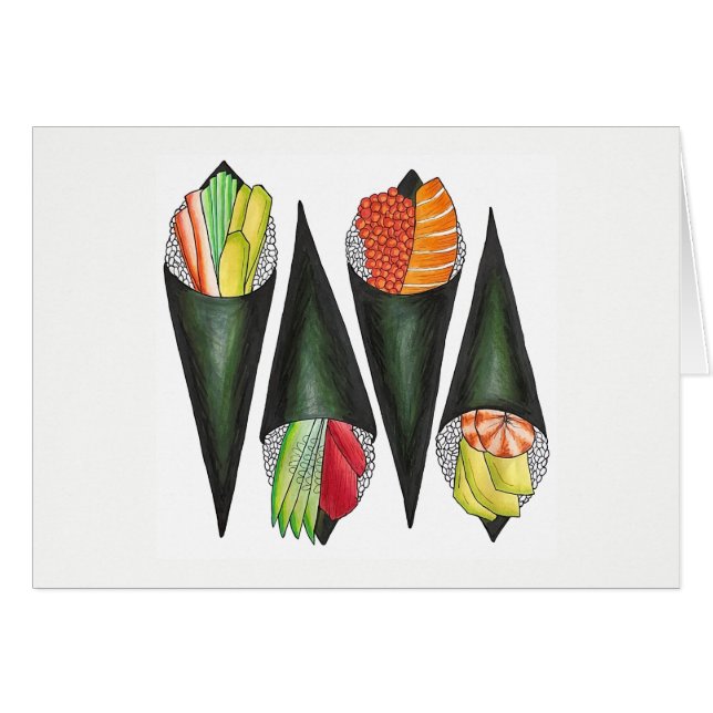Temaki Sushi Hand Roll Rolls Japanese Food Cuisine (Front Horizontal)
