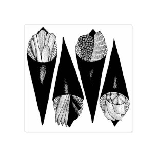 Temaki Sushi Hand Roll Rolls Japanese Food Cuisine Rubber Stamp