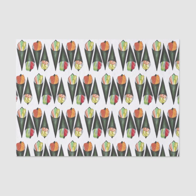 Temaki Sushi Hand Roll Rolls Japanese Food Cuisine Tissue Paper (Front)