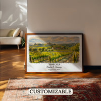 Temecula California Poster, Watercolor, Custom