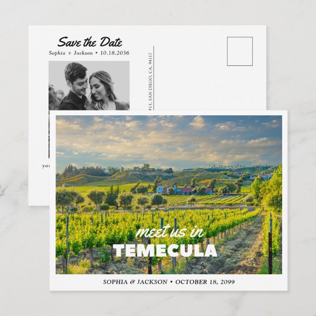 Temecula Wedding Weekend Winery Save the Date Postcard (Front/Back)
