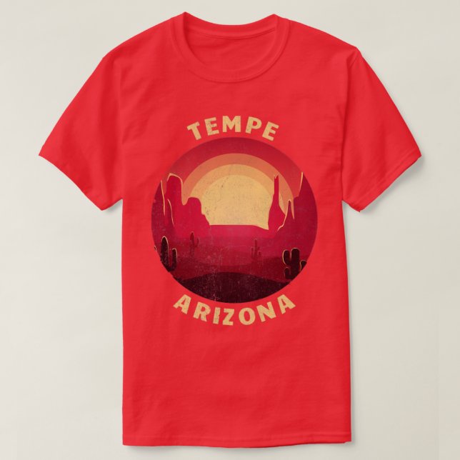 Tempe Arizona Desert Illustration Vintage Souvenir T-Shirt (Design Front)