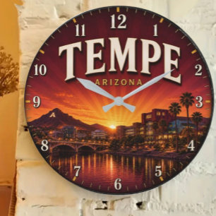 Tempe Arizona Desert Sunset City Large Clock