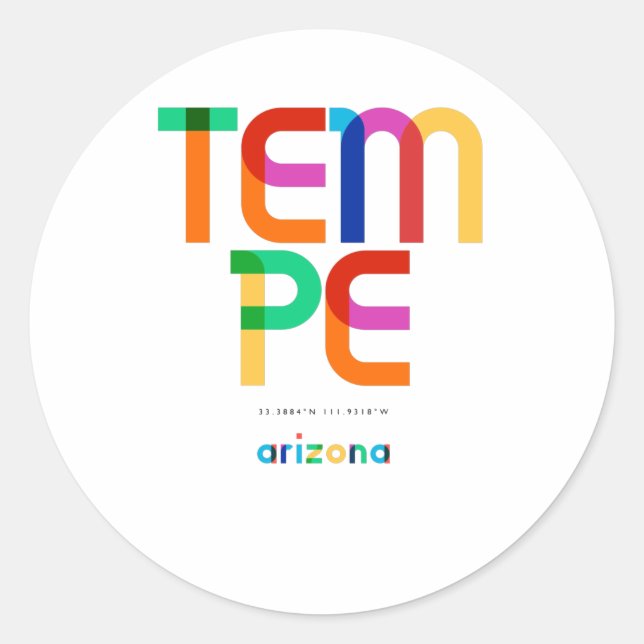 Tempe Arizona Mid Century, Pop Art, Classic Round Sticker (Front)