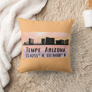 Tempe AZ City Skyline Latitude and Longitude  Cushion