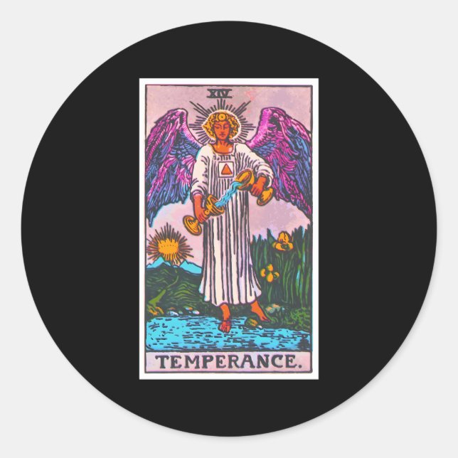 Temperance Tarot Card Psychic Occult Metaphysical Classic Round Sticker (Front)