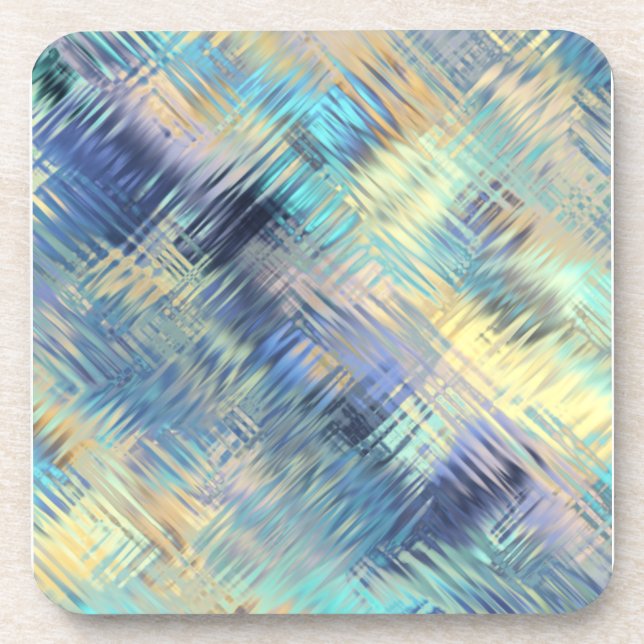 Tempered Pastel Rainbow Glass Abstract Coaster (Front)