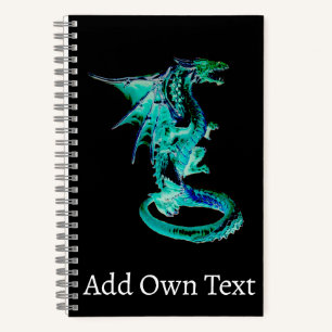 Tempest Blue Dragon Illustration Ocean Artwork Notebook