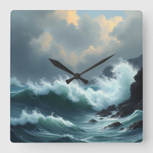 Tempestuous Coast Square Wall Clock