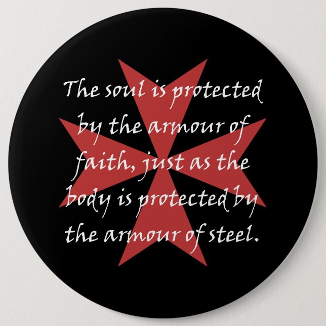 Templar Cross 6 Cm Round Badge (Front)