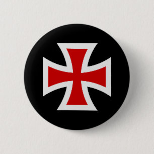 Templar cross 6 cm round badge