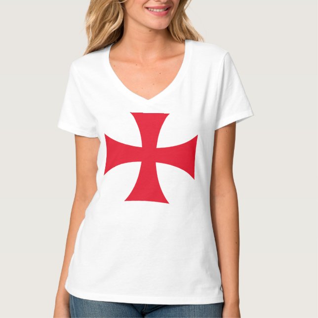 Templar Cross Crusader Women's V-Neck Tee (Front)