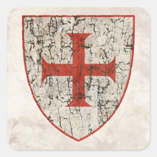 Templar Cross, Distressed Square Sticker