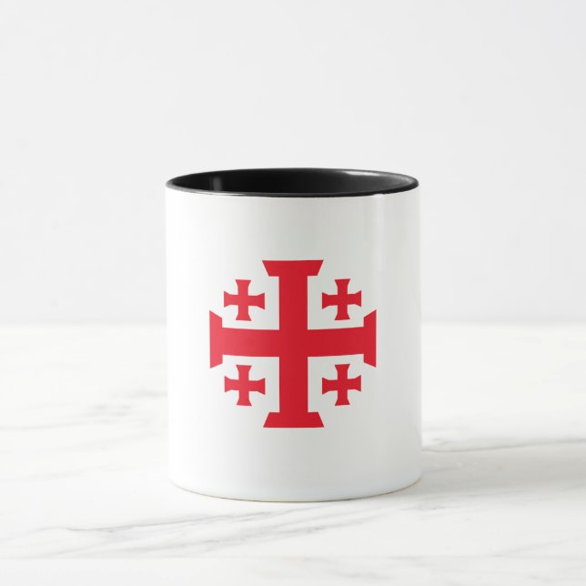 Templar Crusader Jerusalem Cross Coffee Mug (Center)