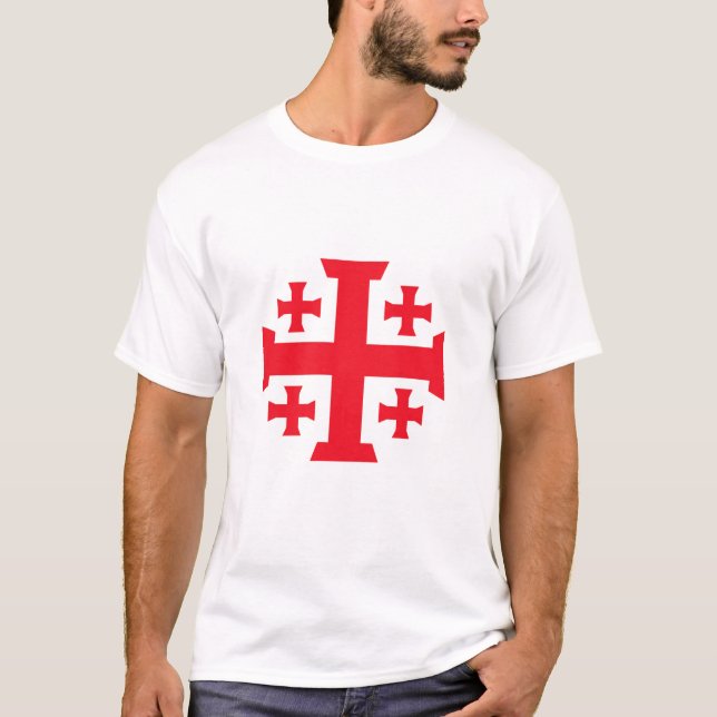 Templar Crusader Jerusalem Cross Men's Tee Shirt (Front)