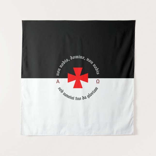 Templar Knight Alpha-Omega Non Nobis Domine Tapestry (Front)