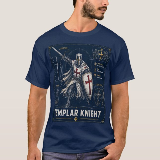 Templar Knight Blueprint T-Shirt (Front)