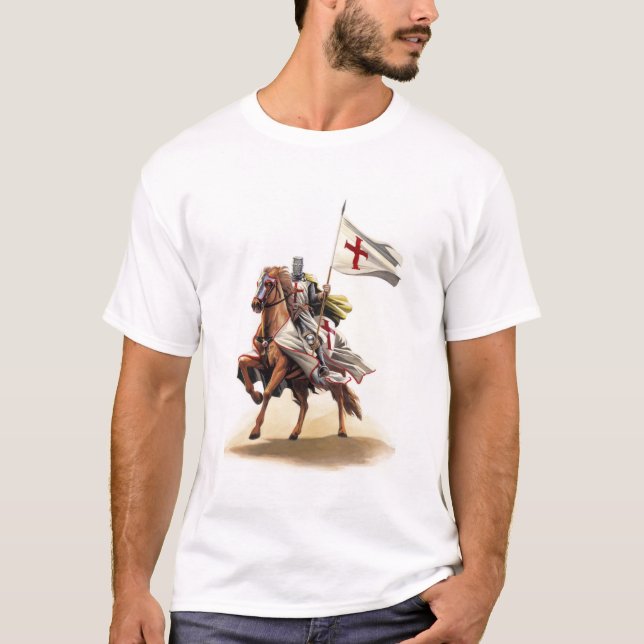 Templar Knight Crusader Jerusalem Cross T-Shirt (Front)