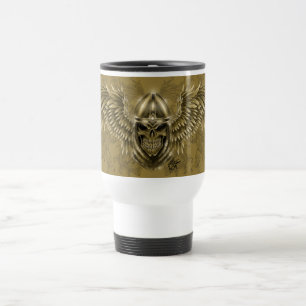 Templar Knight Gothic Mediaeval Skull with Wings Travel Mug