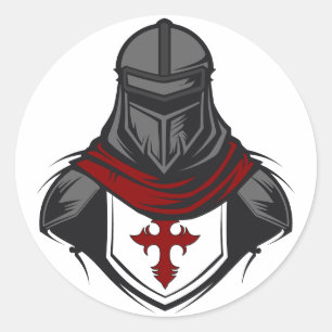 Templar Knight Head Portrait Wearing Armour Classic Round Sticker