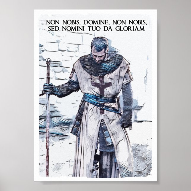 Templar Knight motto abstract portrait Poster (Front)