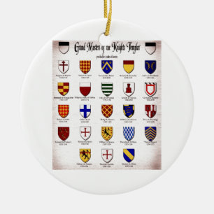 Templar Master Heraldry Ceramic Tree Decoration