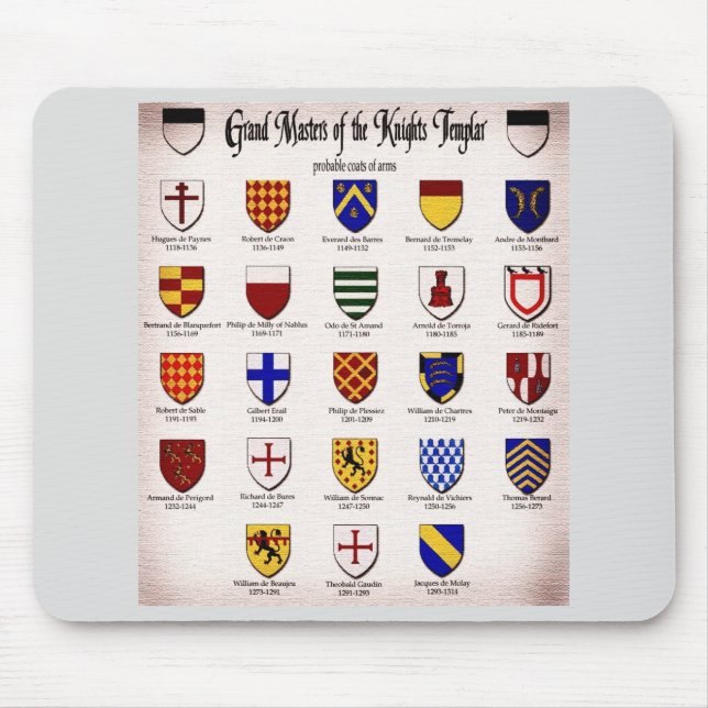 Templar Master Heraldry Mouse Mat (Front)