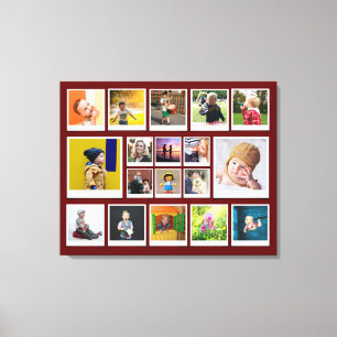 Template 18 Photo Collage Modern Trendy Red Canvas Print