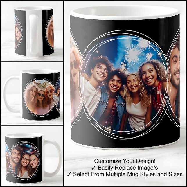 Template 3 Circular Photos Collage Black C00 Coffee Mug (Creator Uploaded)