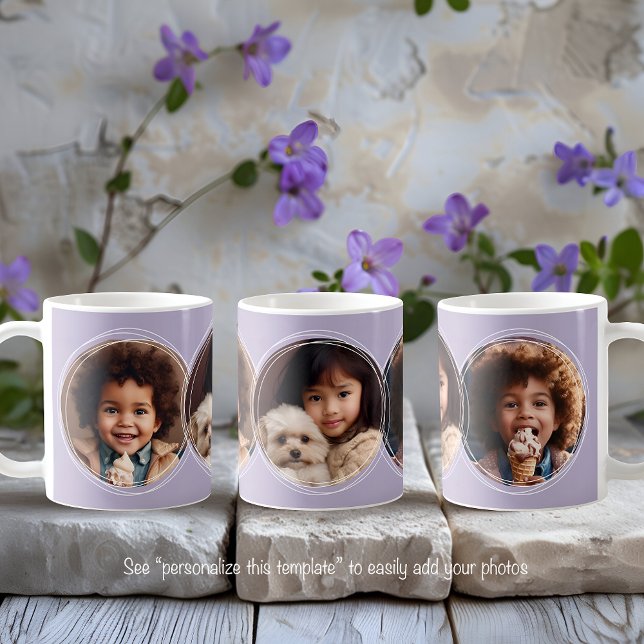 Template 3 Circular Photos Collage Lilac C123 Coffee Mug (Creator Uploaded)