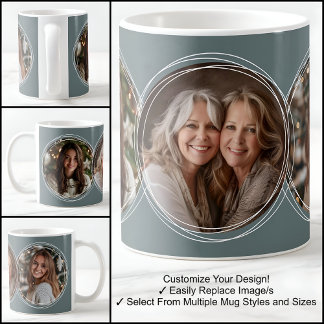 Template 3 Circular Photos Collage Mid Gray C13 Coffee Mug