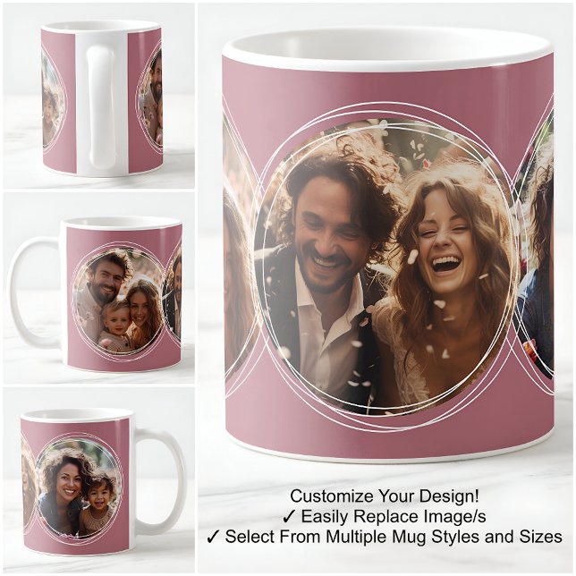 Template 3 Circular Photos Collage Pink C107 Coffee Mug (Creator Uploaded)