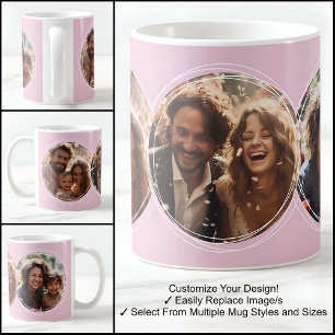 Template 3 Circular Photos Collage Pink C52 Coffee Mug