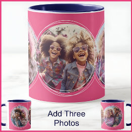 Template 3 Circular Photos Collage Pink C58 Mug