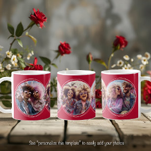 Template 3 Circular Photos Collage Red C81 Coffee Mug