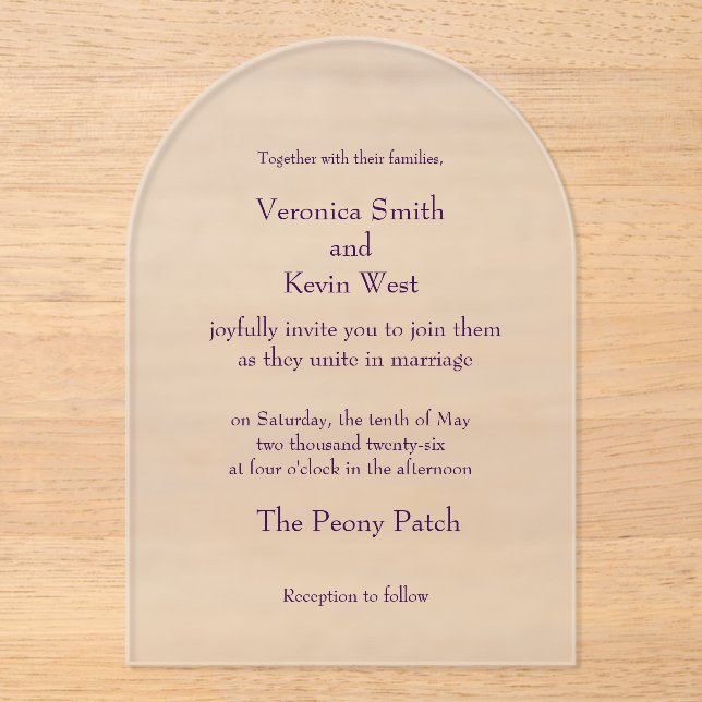 Template Arched Frosted Wedding Invitation (Front)