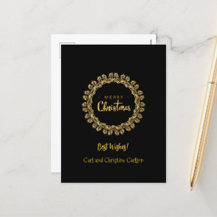 Template, beautiful black and gold, holiday postcard
