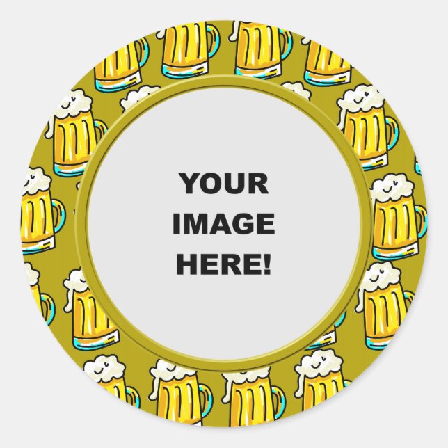 Template, Beer Border Classic Round Sticker (Front)