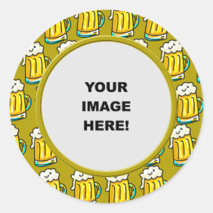 Template, Beer Border Classic Round Sticker