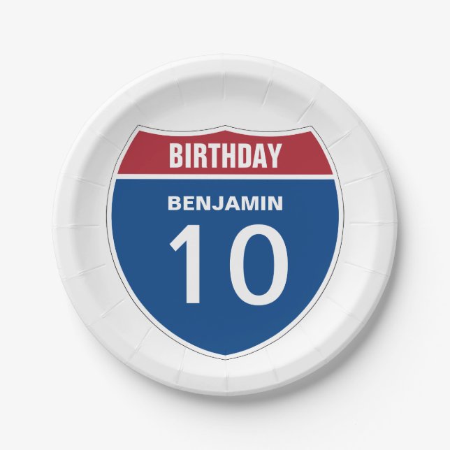 Template BIRTHDAY INTERSTATE STATE DESIGN Paper Plate (Front)