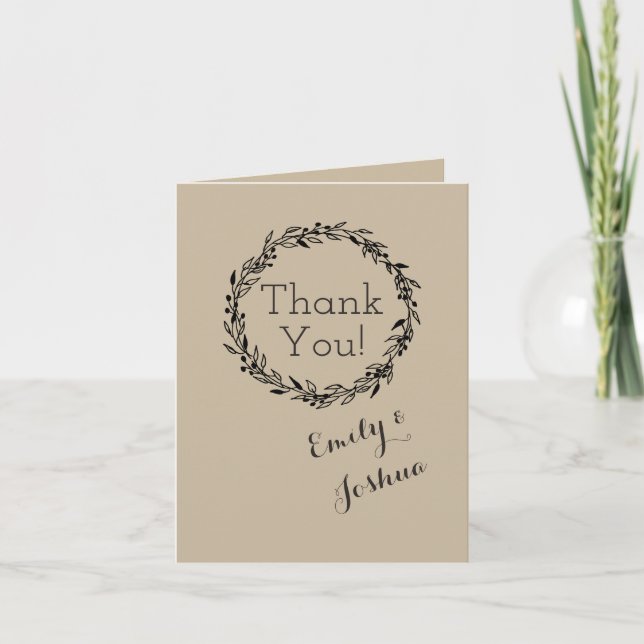 Template Brown wedding Custom - thank you card (Front)