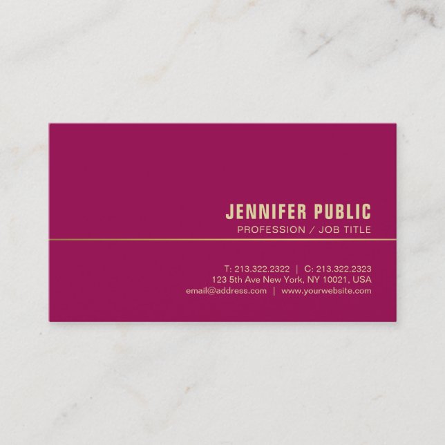 Template Business Cards Gold Elegant Viva Magenta (Front)