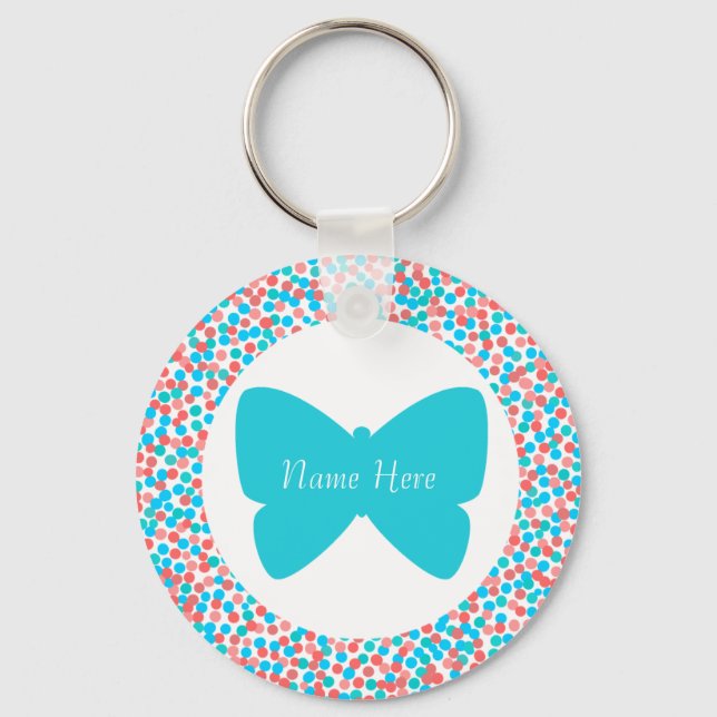 Template Butterfly Dots Keychain - 369 Aqua (Front)
