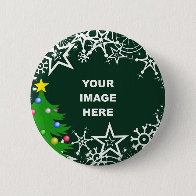 Template, Christmas Snowflake Border 6 Cm Round Badge (Front)