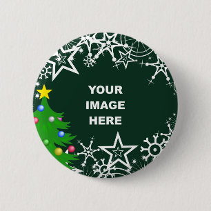 Template, Christmas Snowflake Border 6 Cm Round Badge