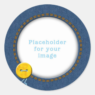 Template "Denim & Button" Classic Round Sticker